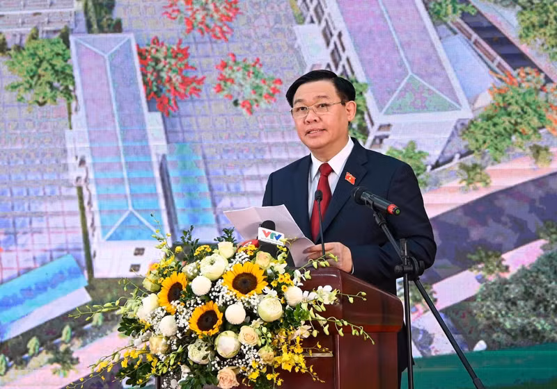 The top legislator speaks at the ceremony.
