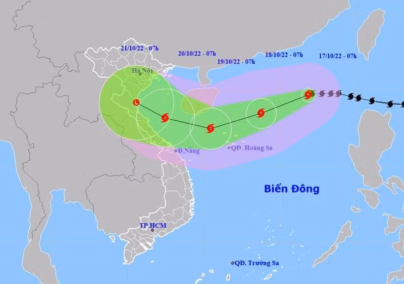 The location and direction of storm No. 6. (Source: nchmf.gov.vn)