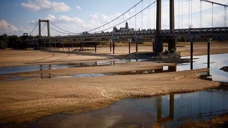 A view shows a branch of the Loire River as an historical drought hits France, August 16, 2022. (Source: Reuters)