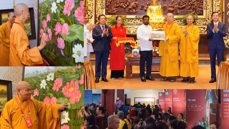 The "Lotus Pure Land" painting by artist Nguyen Thi Kim Duc has been chosen as a gift to delegates attending the celebration of the 2025 United Nations Day of Vesak.