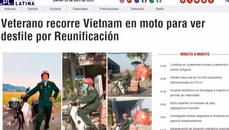 Prensa Latina article reports on Tran Van Thanh's journey. (Photo: VNA) 
