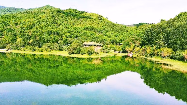 The green space at the Lang Nho – Ho Lang Nhot Tourism Area, one of the pioneers in practicing Net Zero tourism in Vietnam.