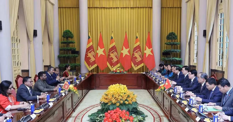 At the talks between State President Luong Cuong and Sri Lankan President Anura Kumara Dissanayaka. (Photo: VNA)