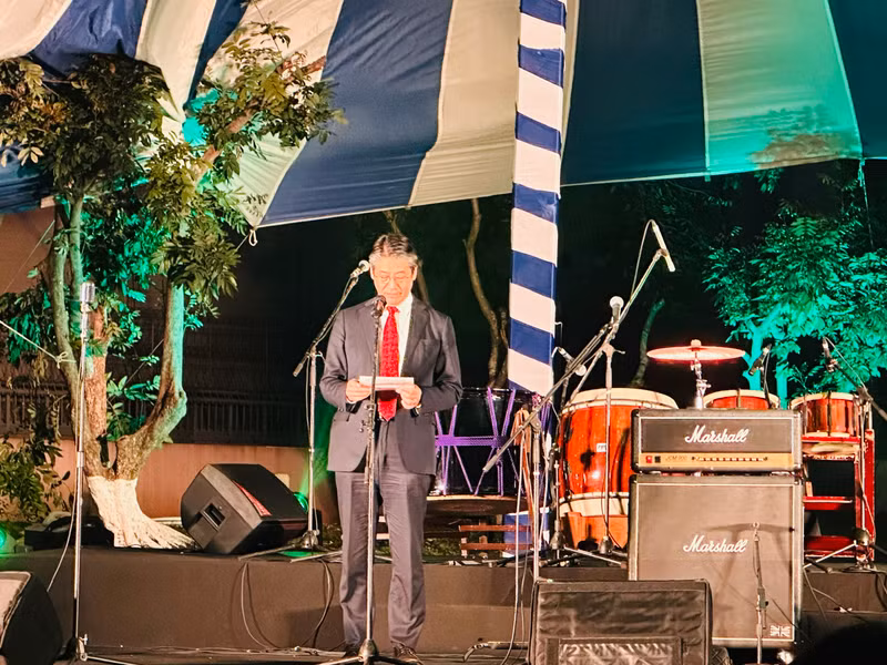 Japanese Ambassador to Vietnam Ito Naoki speaks ahead of the band's performance at his residence in Hanoi on March 21. Japanese Ambassador to Vietnam Ito Naoki speaks ahead of the band's performance at his residence in Hanoi on March 21.