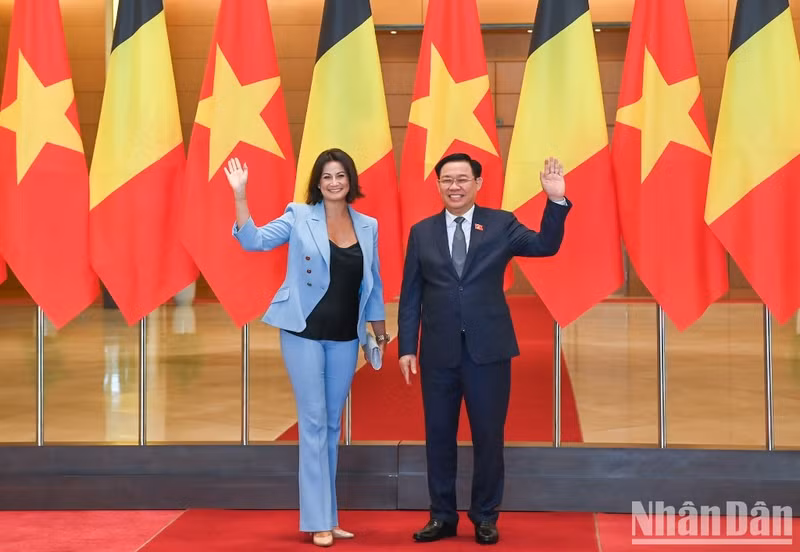 In Pictures: NA leader Vuong Dinh Hue holds talks with President of Belgian Senate Stephanie D'Hose ảnh 3