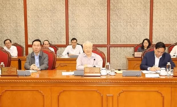 Party General Secretary Nguyen Phu Trong speaks at the meeting. (Photo: VNA)