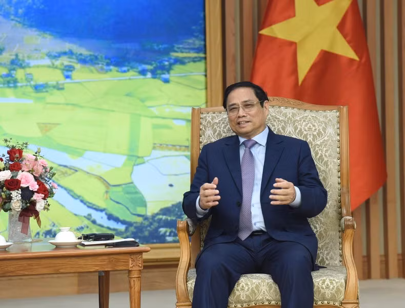 PM Pham Minh Chinh speaks at the reception.