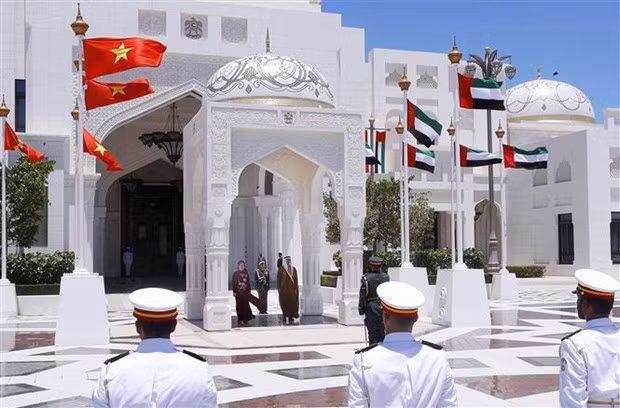 The welcome ceremony for Vice President Vo Thi Anh Xuan (Photo: VNA)