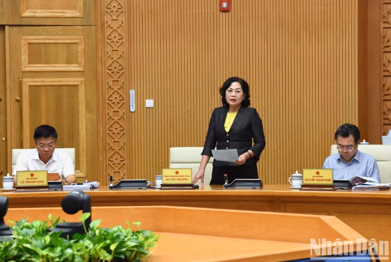 The Governor of the State Bank of Vietnam speaks at the meeting.