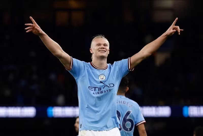 Manchester City’s Erling Haaland celebrates scoring their second goal. (Photo: Reuters)