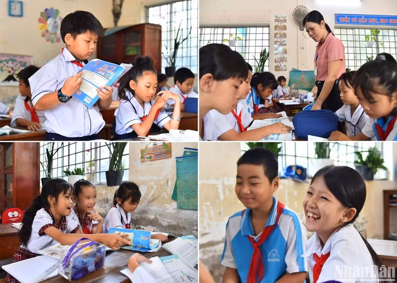 For students living on the island commune, every day going to school is a happy day, as they can meet friends and teachers and enjoy interesting lessons.