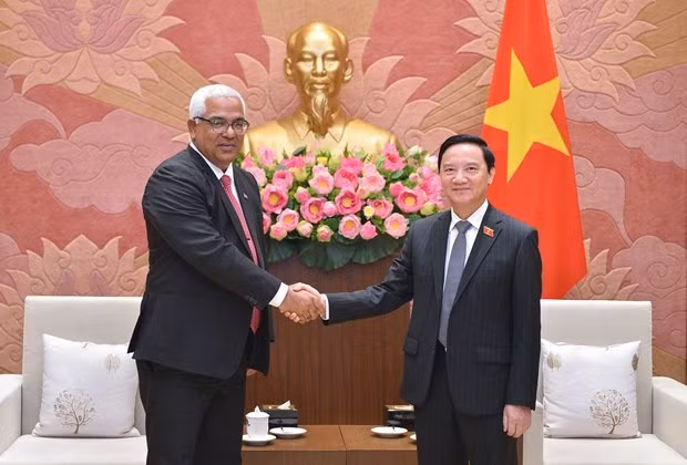 NA Vice Chairman Nguyen Khac Dinh (R) and Cuban Minister of Justice Oscar Manuel Slivera Martinez. (Photo: VNA)