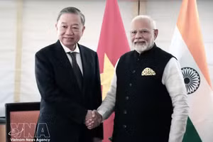 Within the framework of his participation in the 79th session of the United Nations General Assembly and working visit to the US, Party General Secretary and State President To Lam meets with Indian Prime Minister Narendra Modi in New York on September 23, 2024 (local time). (Photo: VNA)