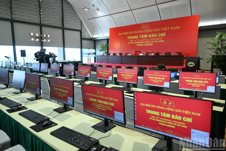 Computer systems with high-speed internet connections are installed to support journalists covering the Congress.