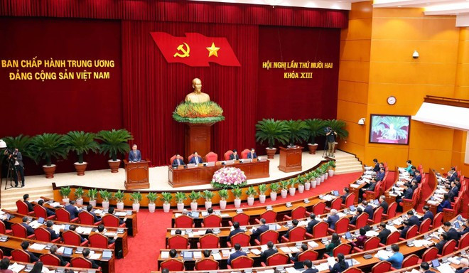 Party General Secretary To Lam presides over the 12th plenum of the 13th Party Central Committee on July 18 (Photo: VNA) 180725-pcc.jpg