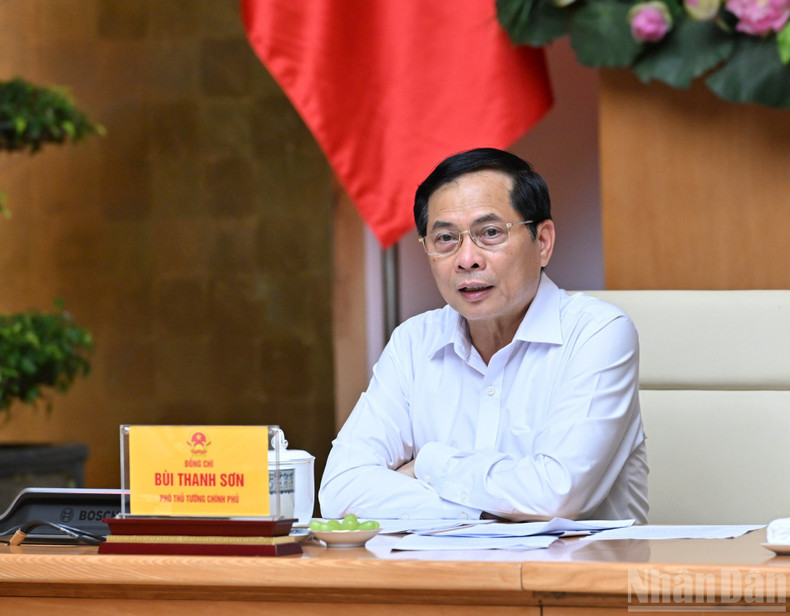 Deputy Prime Minister and Minister of Foreign Affairs Bui Thanh Son delivers a speech. Deputy Prime Minister and Minister of Foreign Affairs Bui Thanh Son delivers a speech.