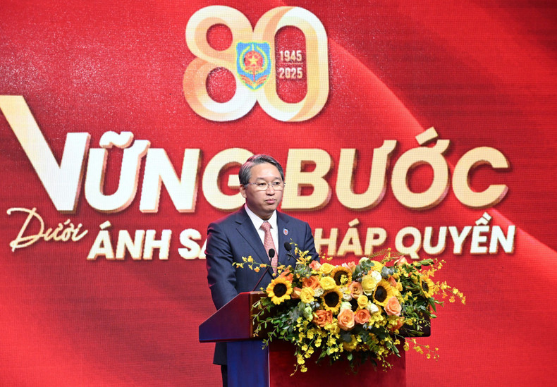 Minister of Justice Nguyen Hai Ninh delivers a keynote address at the event. 250825-tt-6.jpg