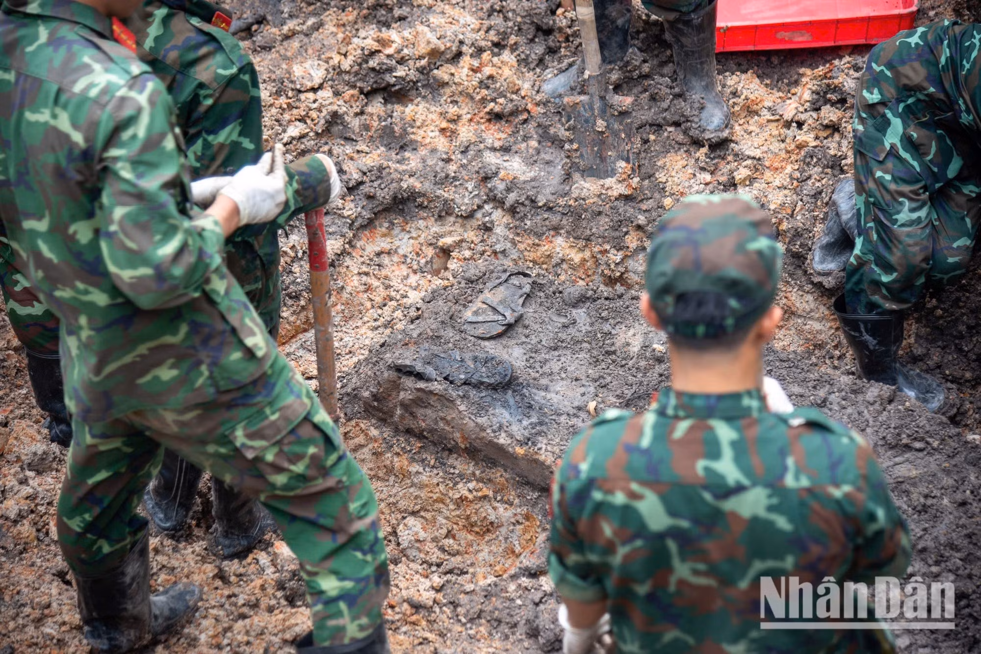 A pair of sandals was recovered after lying buried beneath multiple layers of soil for nearly 60 years.