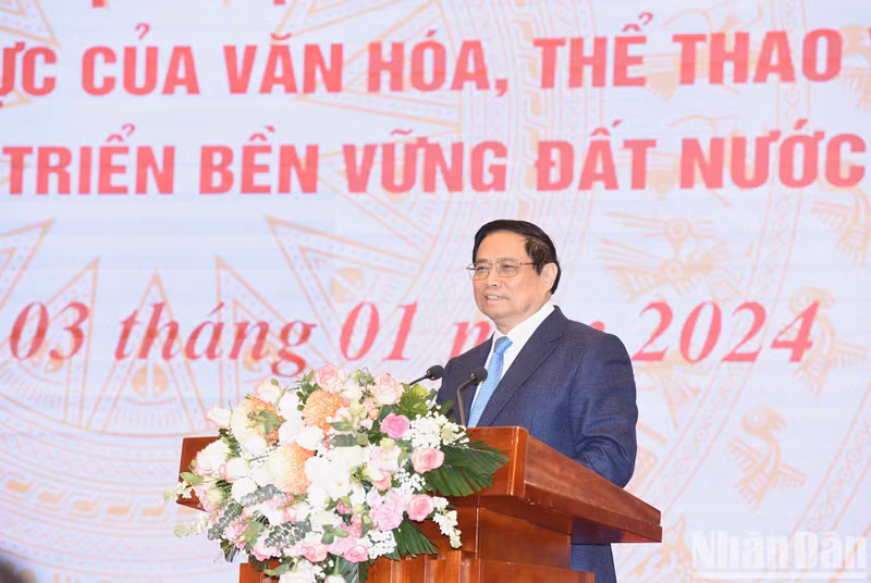 In pictures: PM attends conference reviewing culture, sports and tourism sector’s performance in 2023 ảnh 11