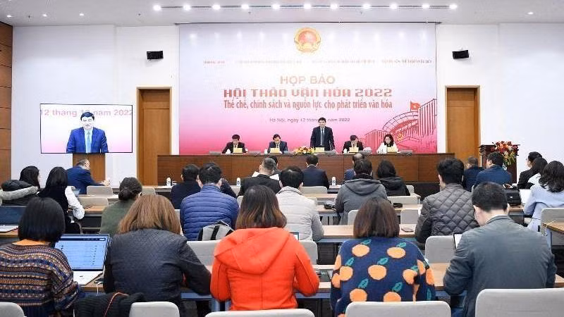 The press conference on the culture workshop.