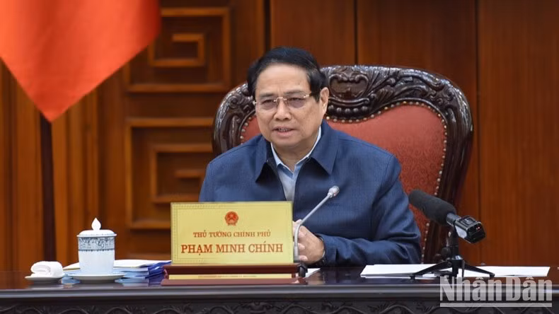 PM Pham Minh Chinh speaks at the meeting. (Photo: Tran Hai)