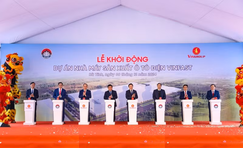 The ceremony to kick off construction of Vinfast's automobile plant in Ha Tinh.
