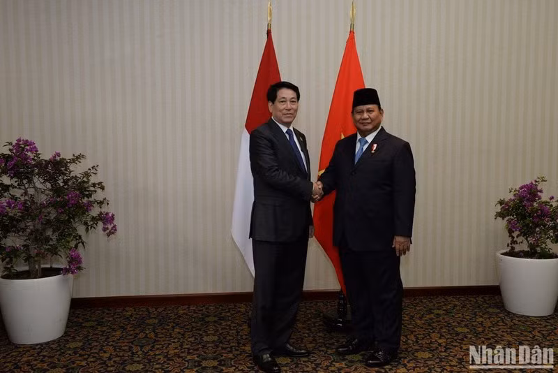 President Luong Cuong and his Indonesian counterpart Prabowo Subianto. (Photo: NDO)