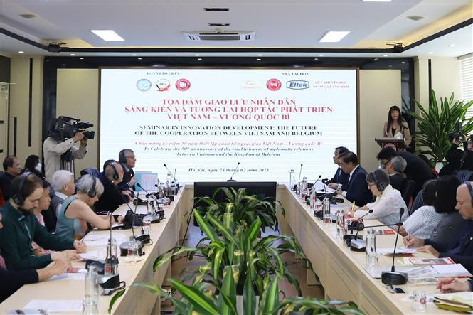 Participants at the seminar seeking initiatives to strengthen cooperation between Vietnam and Belgium. (Photo: VNA)