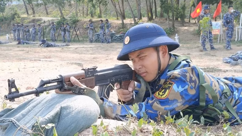A naval soldier on the training ground. A naval soldier on the training ground.