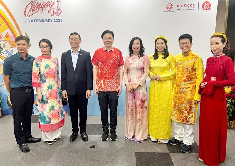 A delegation of the State Committee for Overseas Vietnamese attend the Chingay parade in Singapore.