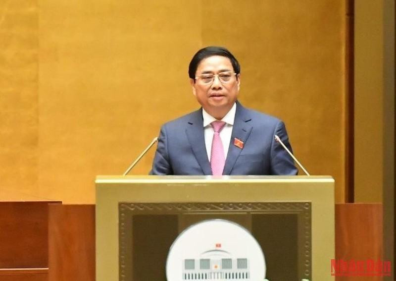PM Pham Minh Chinh delivers the 2022 socio-economic performance report. (Photo: Dang Khoa)