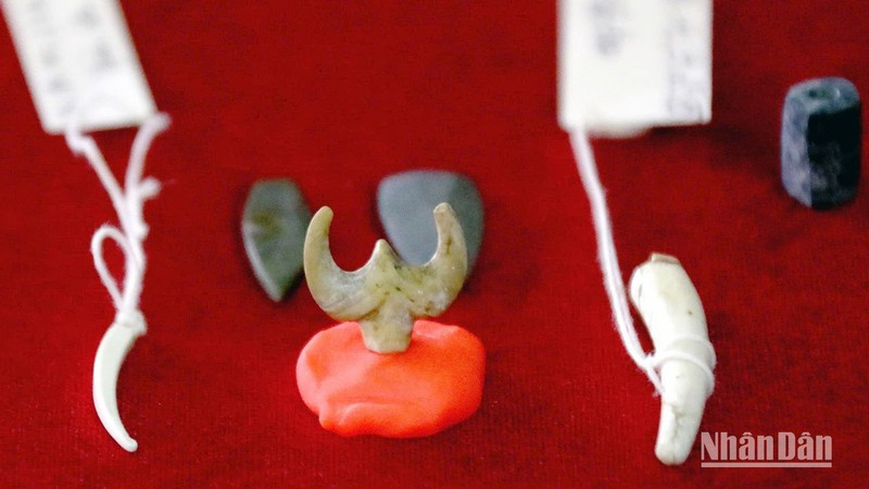 Jade earrings, artefacts excavated at Vuon Chuoi. (Photo: VUONG ANH)