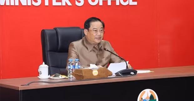 Prime Minister Sonexay Siphandone at the meeting (Photo: Pasaxon)