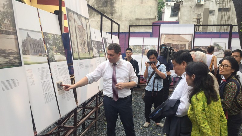 Visitors at the exhibition.