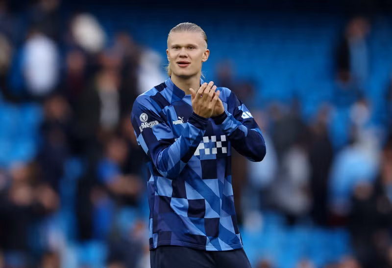 Manchester City's Erling Braut Haaland celebrates after the match - Premier League - Manchester City v Leicester City - Etihad Stadium, Manchester, the UK - April 15, 2023. (Photo: Reuters)