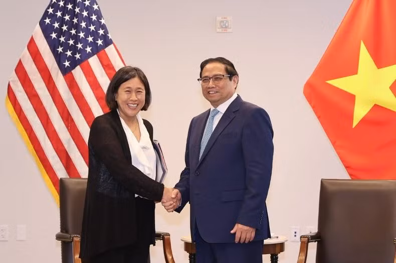 Prime Minister Pham Minh Chinh and US Trade Representative Katherine Tai. (Photo: Nhat Bac)