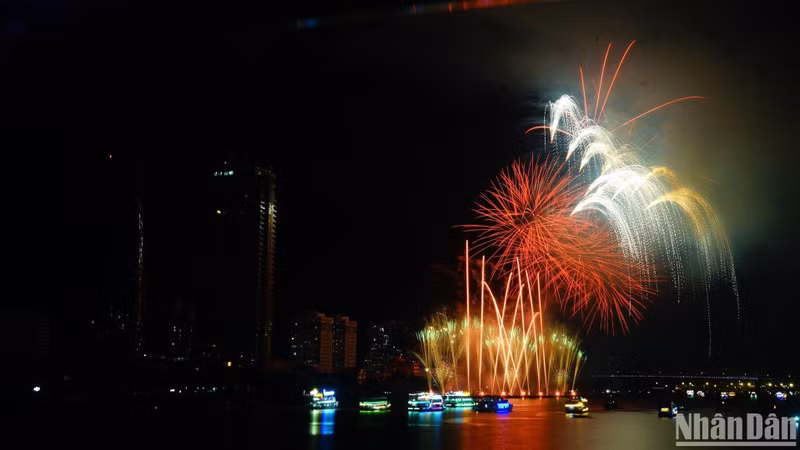 Fireworks exploded over Da Nang.