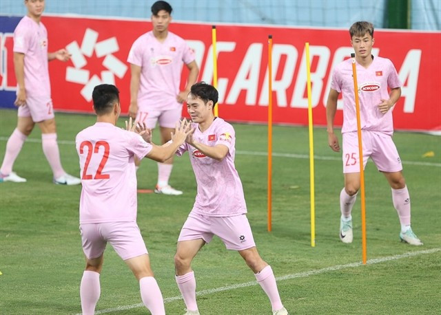 The Vietnamese national team seen at a recent training session. (Photo VFF)
