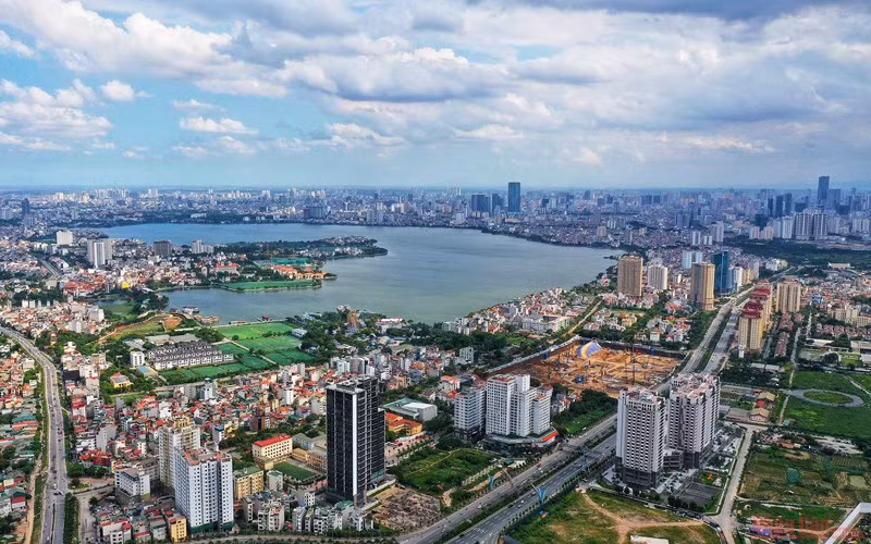 An aerial photo of Hanoi.