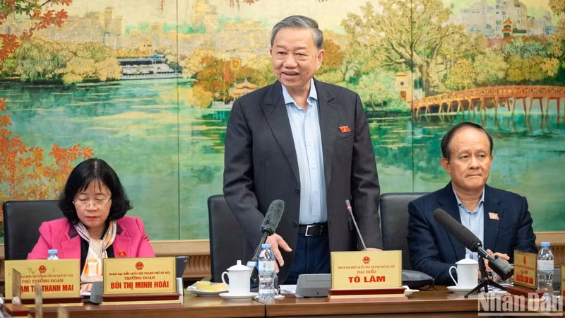 Party General Secretary To Lam speaks in a group discussion as part of the National Assembly’s 9th extraordinary session on February 15 morning. (Photo: NDO/Duy Linh)