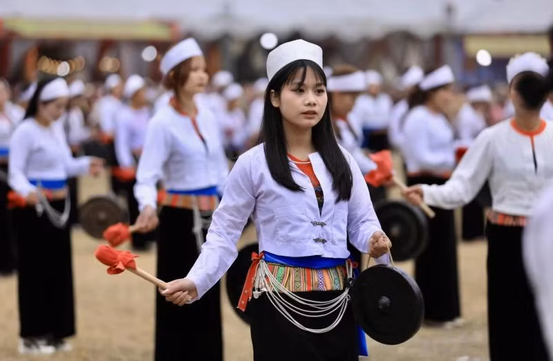 The Muong ethnic women at the Khai ha festival. (Photo: VNA) 