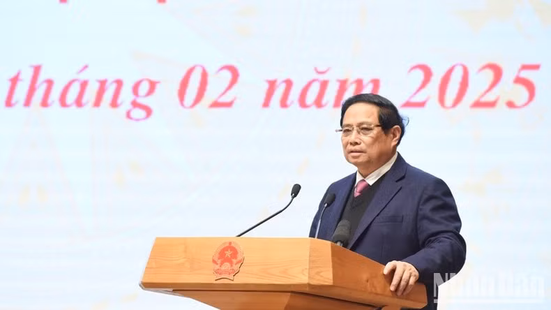 PM Pham Minh Chinh speaks at the conference. (Photo: Tran Hai)