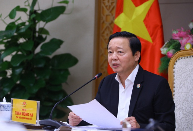 Deputy Prime Minister Tran Hong Ha speaks at the meeting. (Photo: VNA)