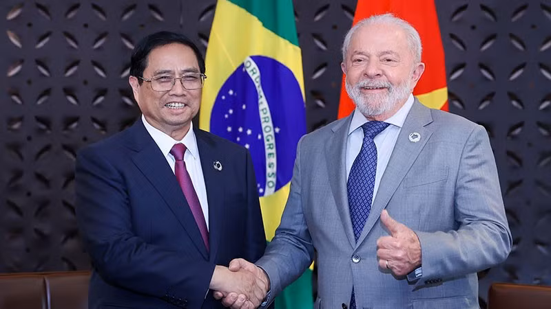 Prime Minister Pham Minh Chinh has a meeting with Brazilian President Luiz Inácio Lula da Silva on May 21. (Photo: Nhat Bac)