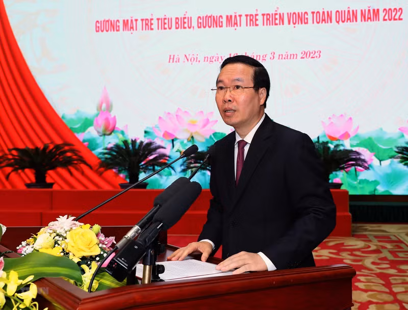 President Vo Van Thuong speaks at the event. (Photo: VNA)