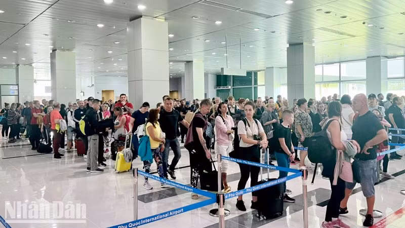 Czech tourists at Phu Quoc International Airport.