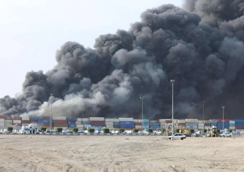 The explosion at Shahid Rajaee Port in Hormozgan province on April 26. (Photo: Xinhua) 