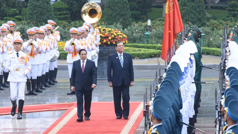 The official welcome ceremony for Japanese Prime Minister Ishiba Shigeru. (Photo: NDO)