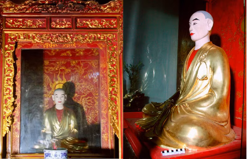 The statues of the second patriarch Phap Loa and the third patriarch Huyen Quang.