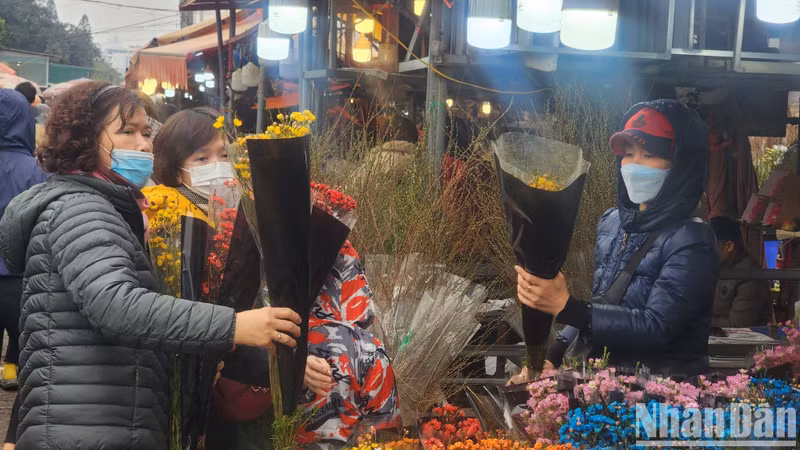 Customers are choosing bouquets of Geraldton waxflowers, each costing 150,000-200,000 VND.